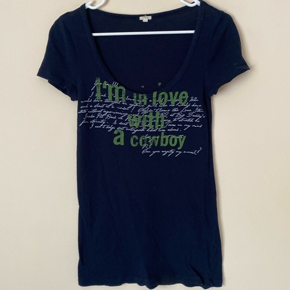 J Crew I’m in Love with a Cowboy navy blue tee small